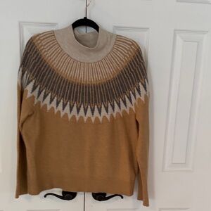 LOFT Tan and Cream Patterned Sweatshirt